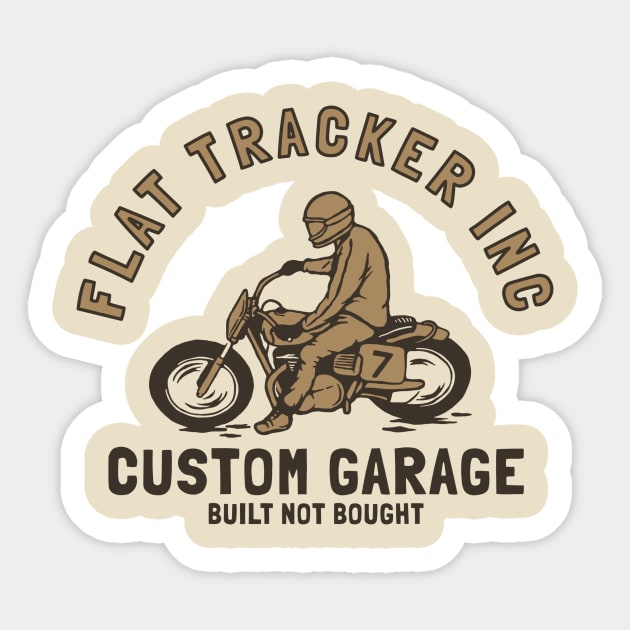 Vintage Flat Tracker Motorcycle T-Shirt Sticker by LukmannHak